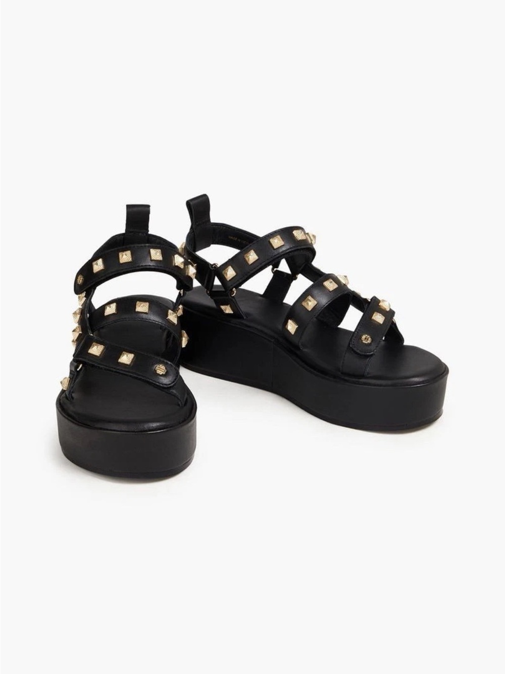 Maje Studded Leather Platform Sandals Black Size 37 or US 7
